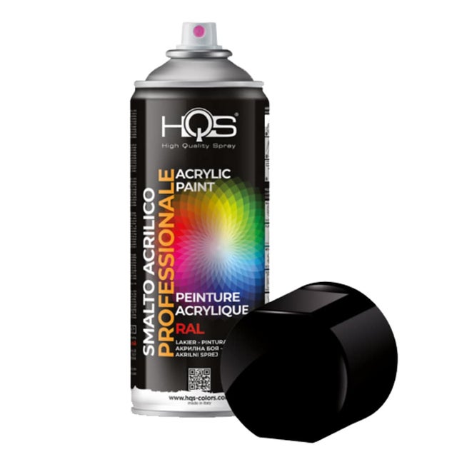Bomboletta vernice spray smalto acrilico professionale ml.400 HQS colori RAL Colore RAL: RAL 9005 Nero opaco -