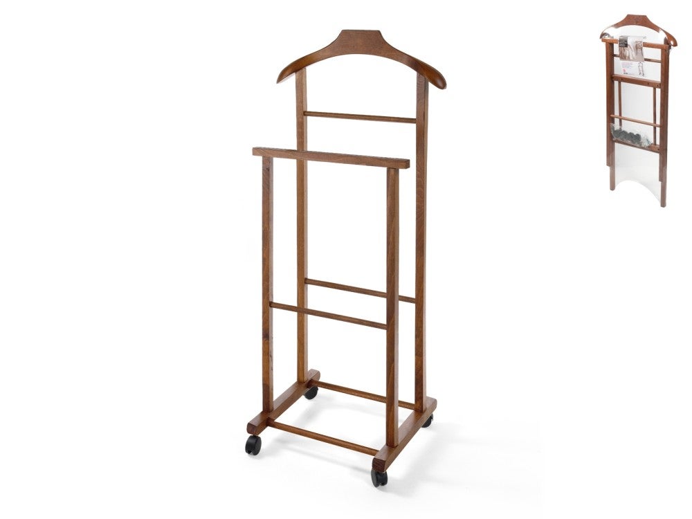 Valet de madera con ruedas, color nogal | Leroy Merlin