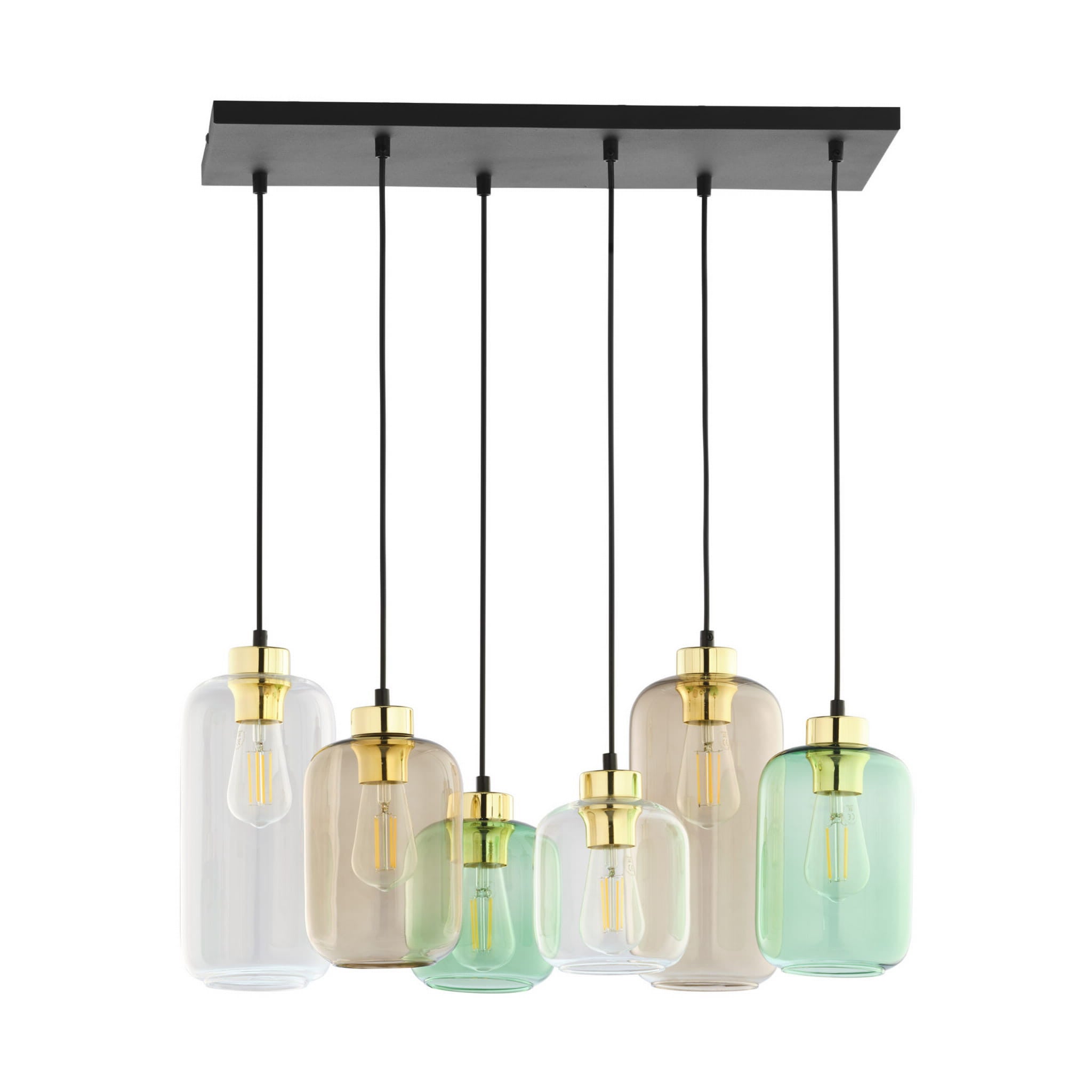 Lampa wisząca Marco multikolor i czarny 6xE27x15W wym: 130 x 31 x 66 cm szkło TK Lighting