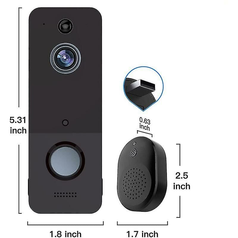 Caméra de sonnette sans fil, avec détection de mouvement, stockage en nuage, image HD en direct, vision nocturne, compatible Wi-Fi 2,4 g - 3