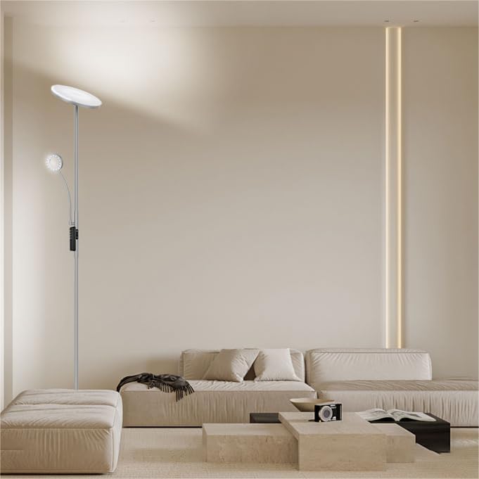 Amdelne Lampadaire LED, 30W+5W 2500LM, dimmable 3000K-6000K, avec télécommande magnétique Gris - 6