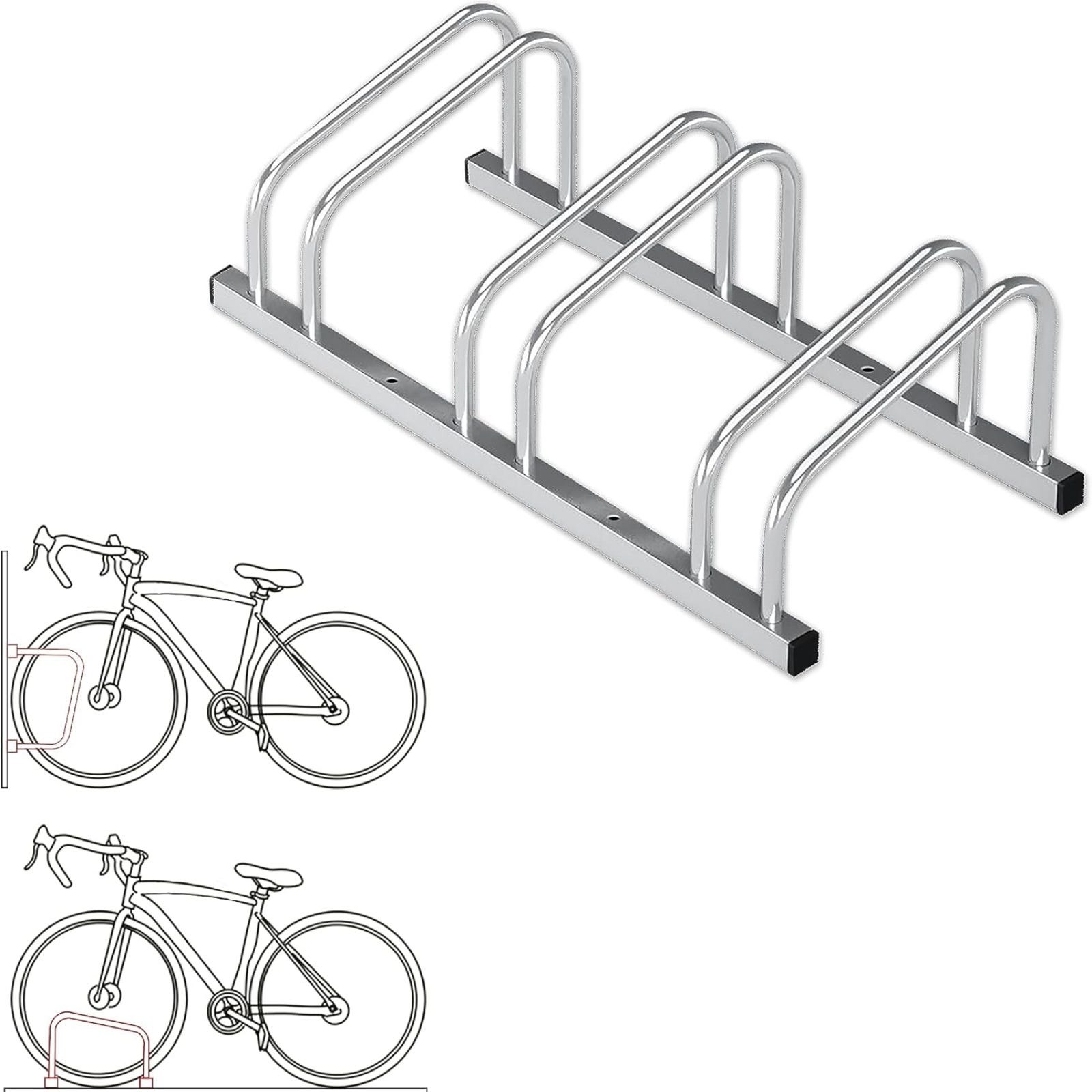 Portabicicletas Linus Para montaje en suelo o pared Plata Para