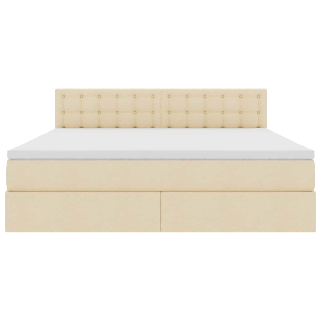 Lit avec rangement et matelas crème 160 x 200 cm velours - 7