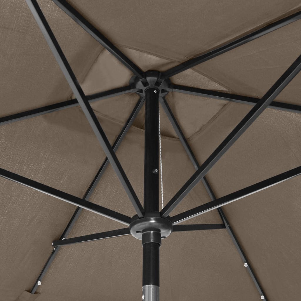 Parasol avec LED et mât en acier Taupe 2x3 m - 2