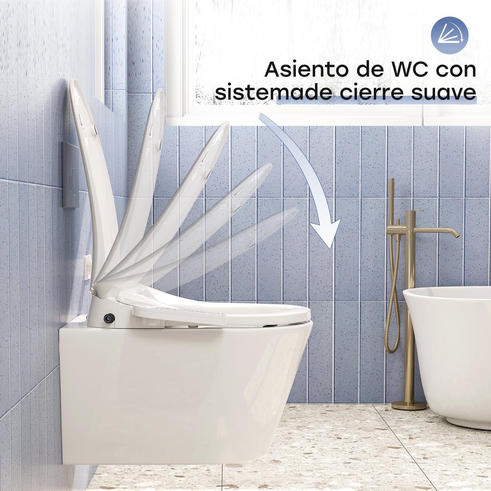 HOROW Asiento de inodoro inteligente inteligente con boquilla, función de ducha, secado de aire caliente, temperatura ajustable y presión de agua, luz - 8
