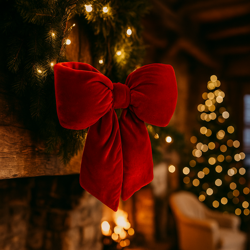 Nœud en velours rouge de 43 cm pour décorations de Noël - 2