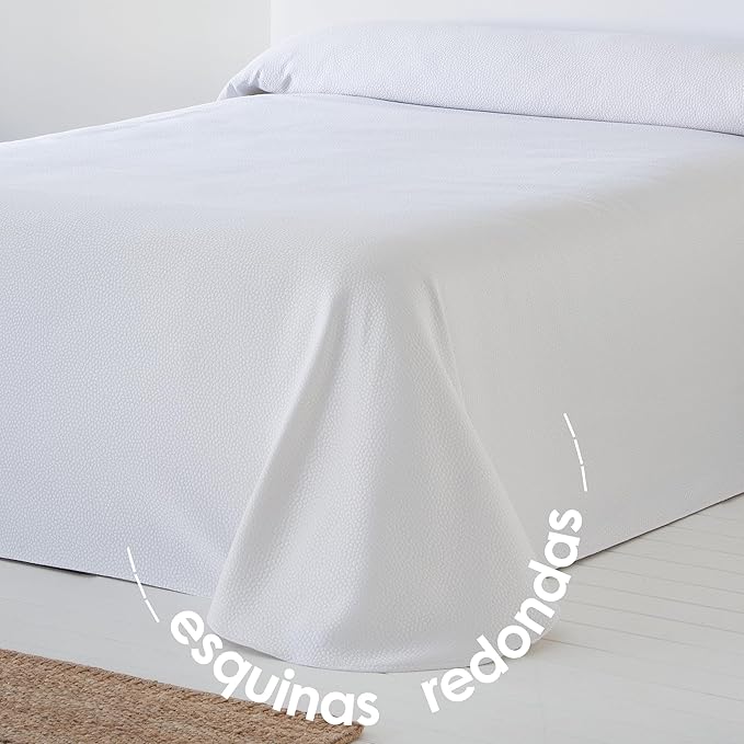 Colcha Verano Lisa mod. Trebol Color Blanco, Cama 180 - 3