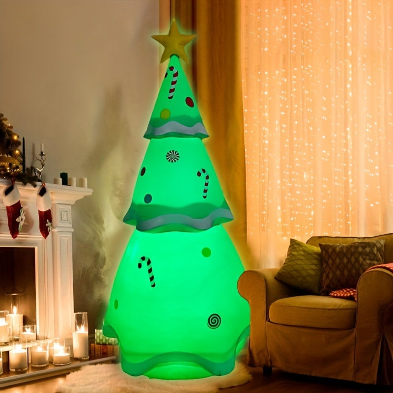Décorations De Noël Gonflable Géant Elfe 3 Mètres - Avec Ours Et Canne à Sucre, Lumières LED - Pour Jardin, Pelouse, Toit
