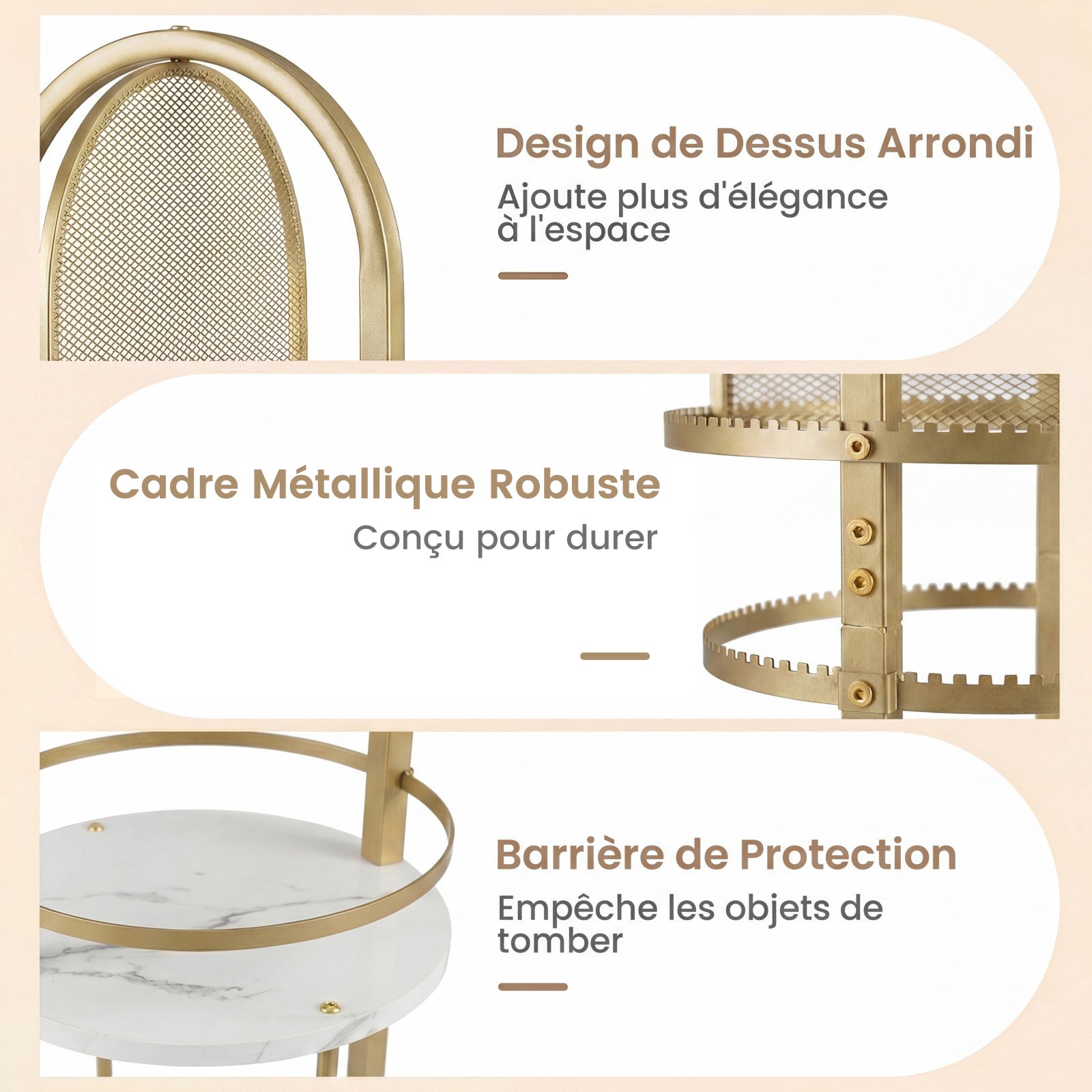 Support de Bijoux sur Pied Rotatif à 360° , Présentoir à Bijoux avec Porte-Boucles d'Oreilles, Colliers et 3 Étagères, Arbre de Rangement, Blanc - 2