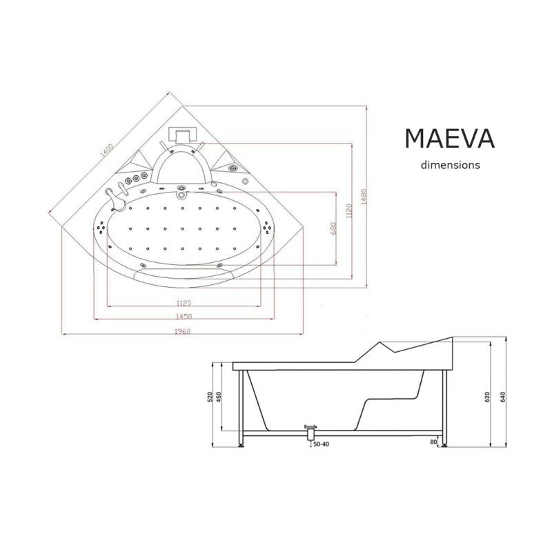 Baignoire balnéo Maeva Black 39 jets Whirlpool - 4