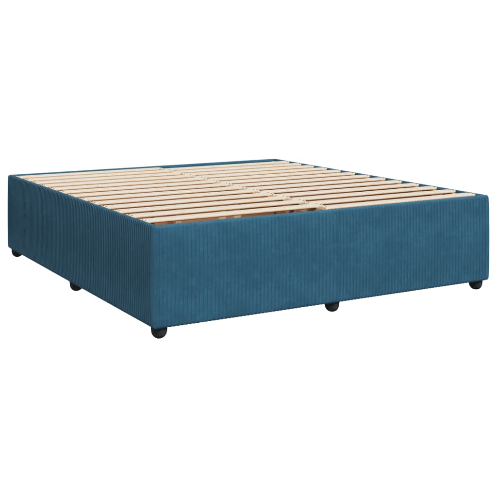 Maison Exclusive - Sommier à lattes de lit et matelas Bleu foncé 200x200cm Velours - 9
