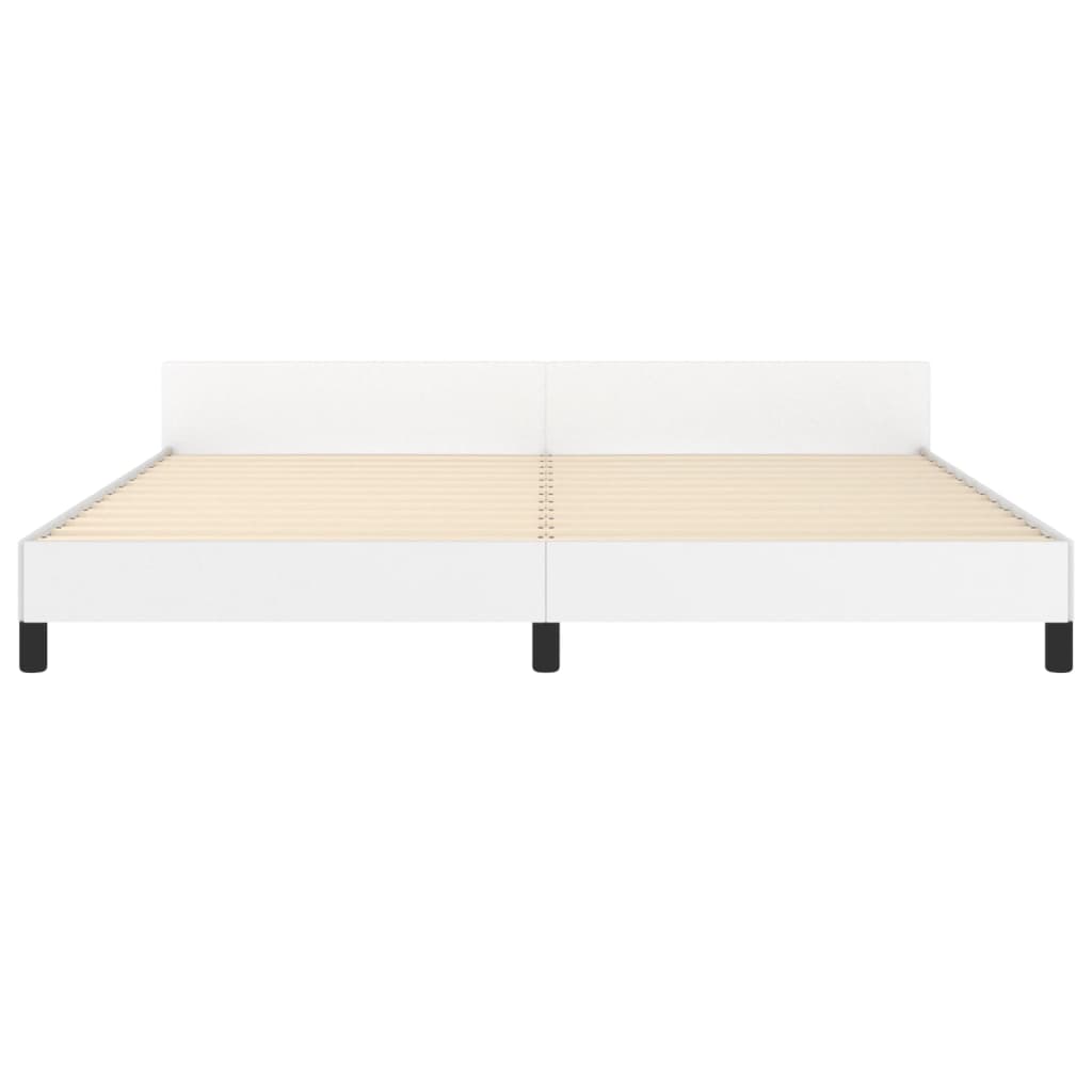 Maison Exclusive - Estrutura cama c/ cabeceira couro artificial 200x200 cm branco - 6