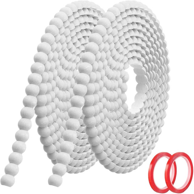 Fitas decorativas autoadesivas (3 m x 12 mm) com bordas peroladas em 3D, perfeitas para uso em paredes, 2 unidades