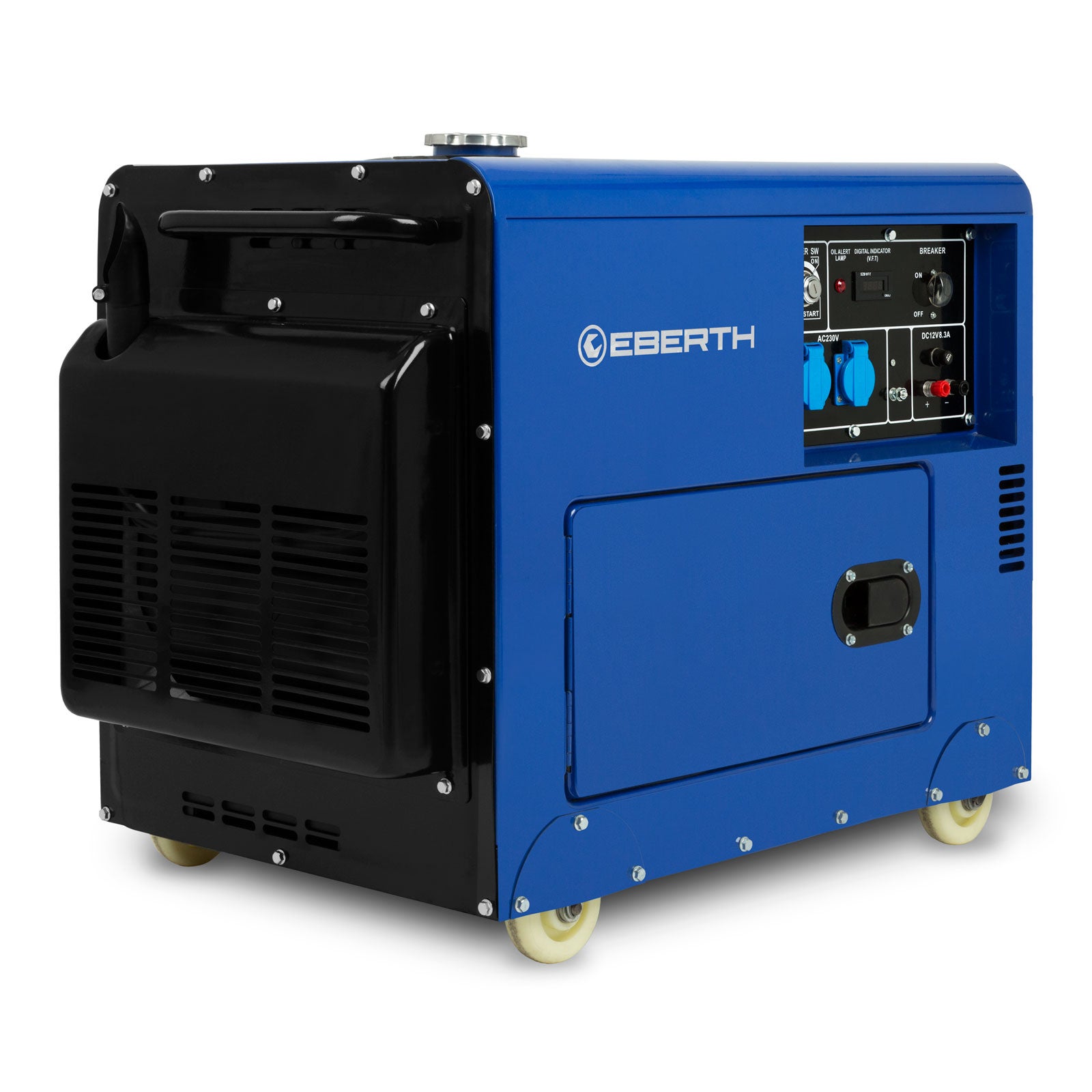 EBERTH 5000 Watt Groupe Electrogene Diesel 10 CV, 4 Temps, Démarreur électrique, 2x 230V, 1x 12V - 4