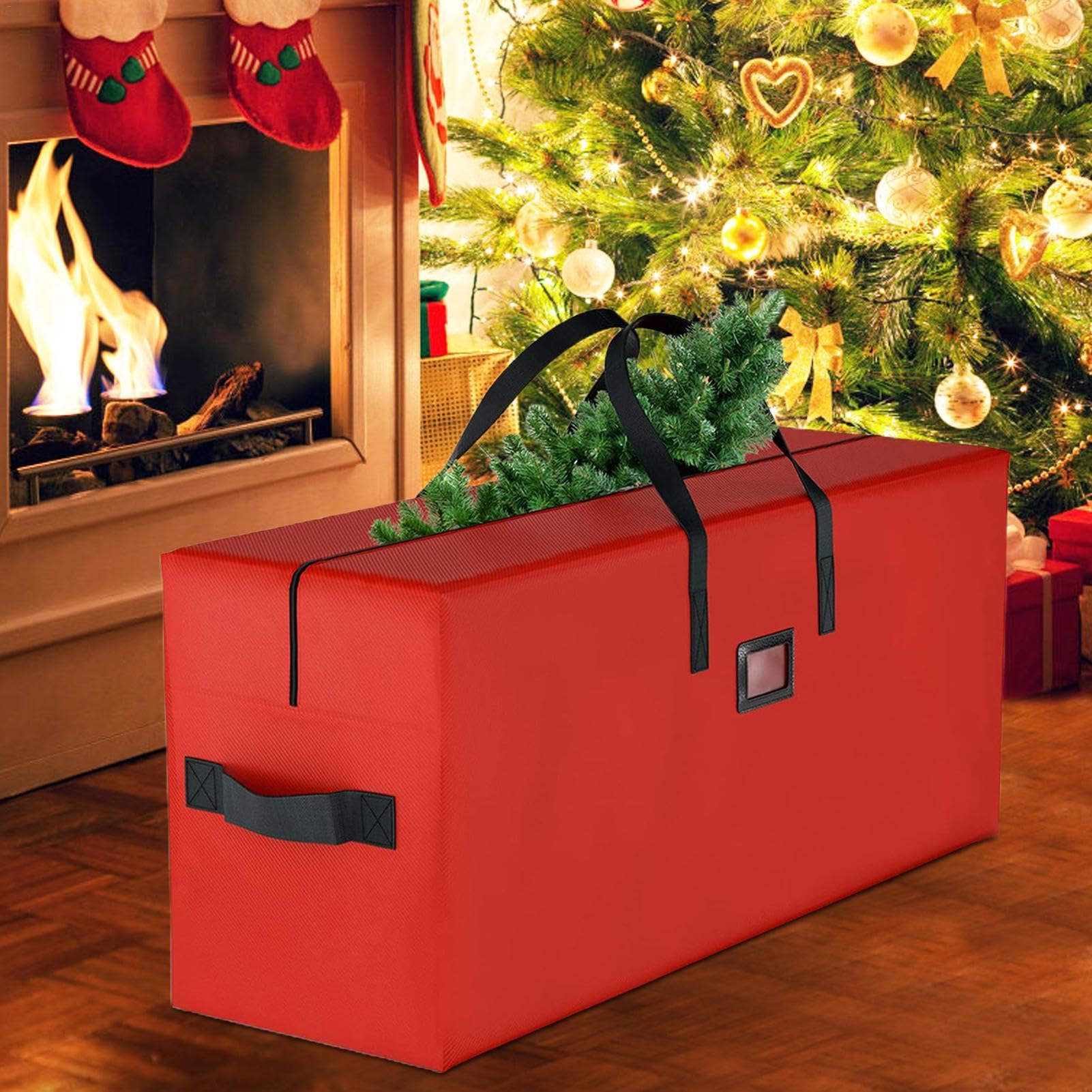 Sac de rangement extra large pour sapin de Noël, boîte de rangement en tissu Oxford avec poignées et fermeture éclair, rouge, 122 x 38 x 51 cm | Leroy Merlin