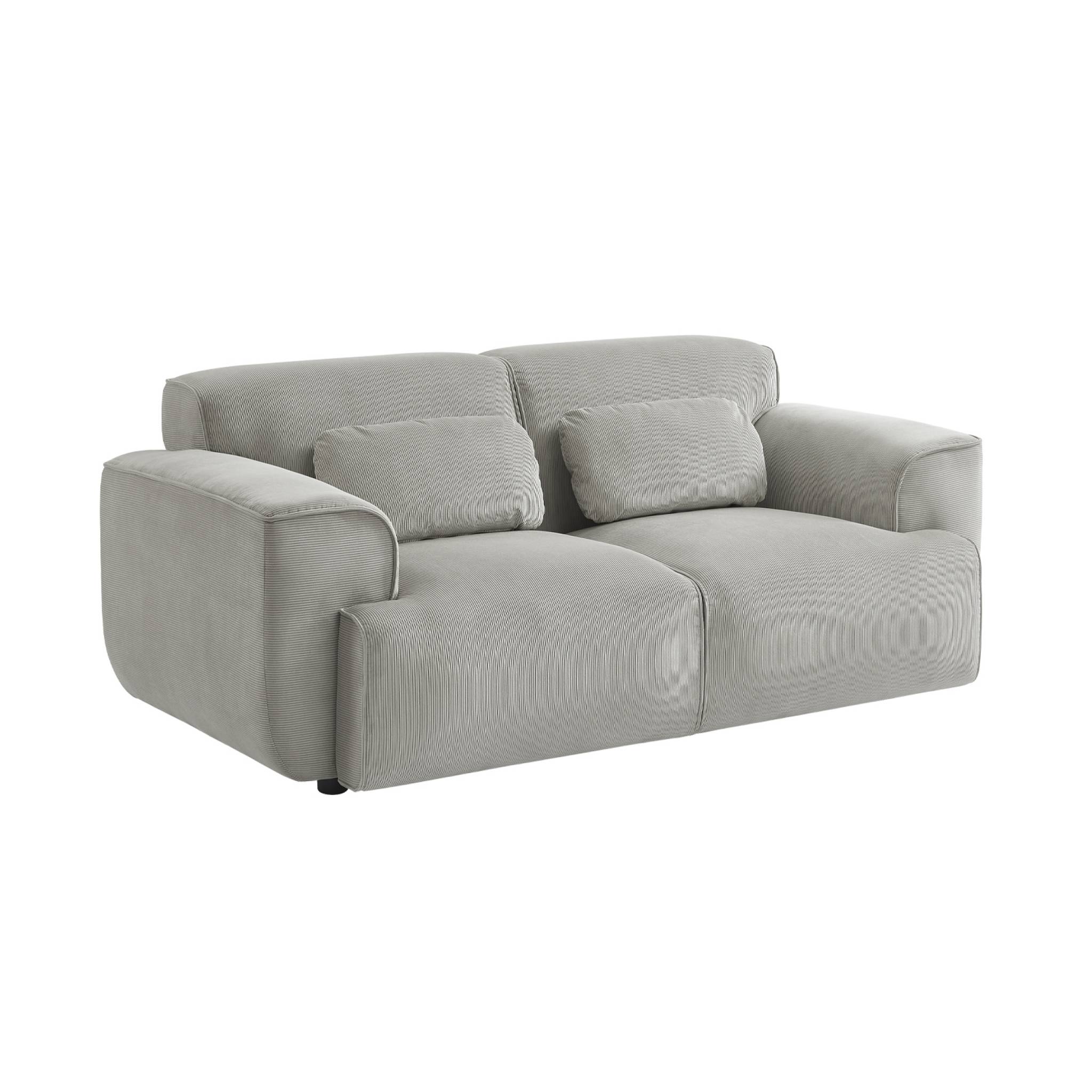 Sofá de pana de 2 plazas, wallas, gris claro, 178x97.5x73 cm