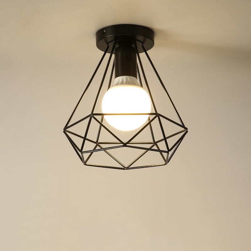 Retro plafon w kształcie klatki sztuka kwadratowa żelazna lampa ścienna w kształcie klatki przemysłowy plafon odpowiedni salonu jadalni korytarza bez