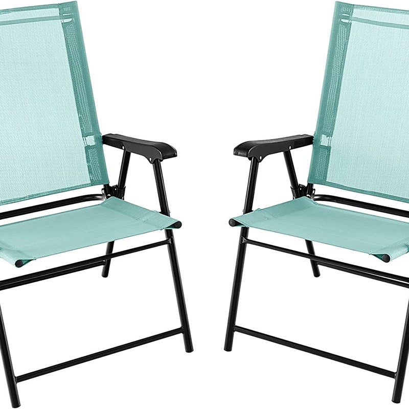 Zestaw 2 krzeseł ogrodowych, składanych krzeseł z podłokietnikami, krzesła balkonowe z odpornego na warunki atmosferyczne materiału, na podwórko,