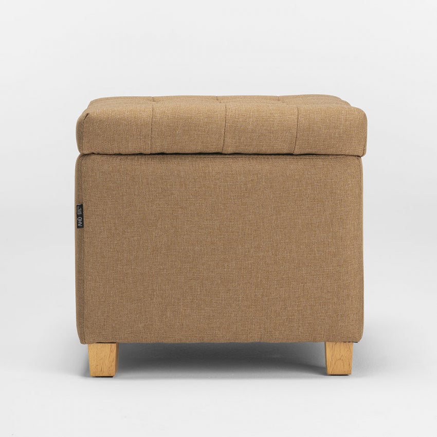Pouf contenitore portaoggetti cuscini coperte in tessuto Coffree trapuntato - Beige - 4