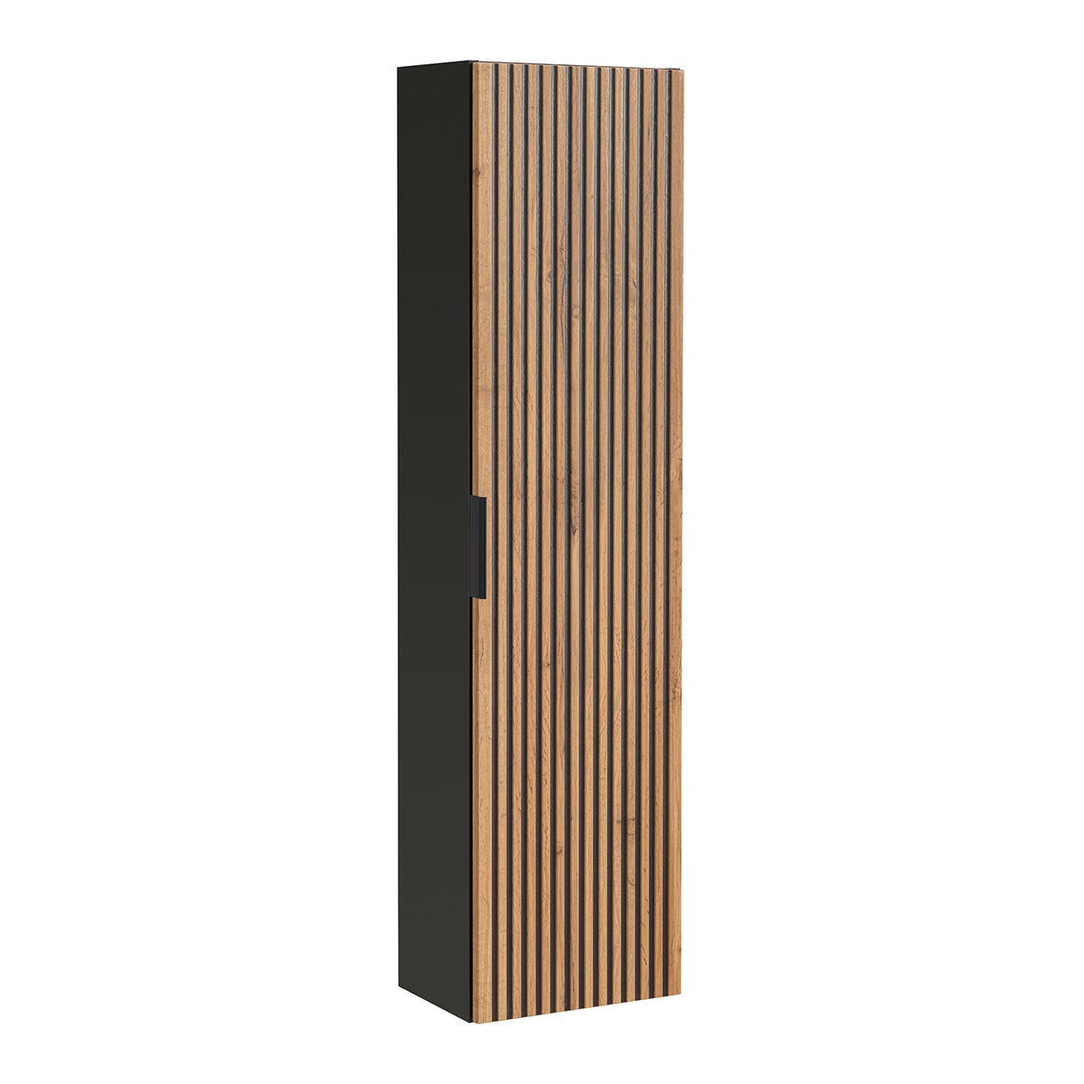 Ensemble meuble double vasque 140cm 2 niches et colonne Gaia Bois et Noir - Vasque Noir - 6