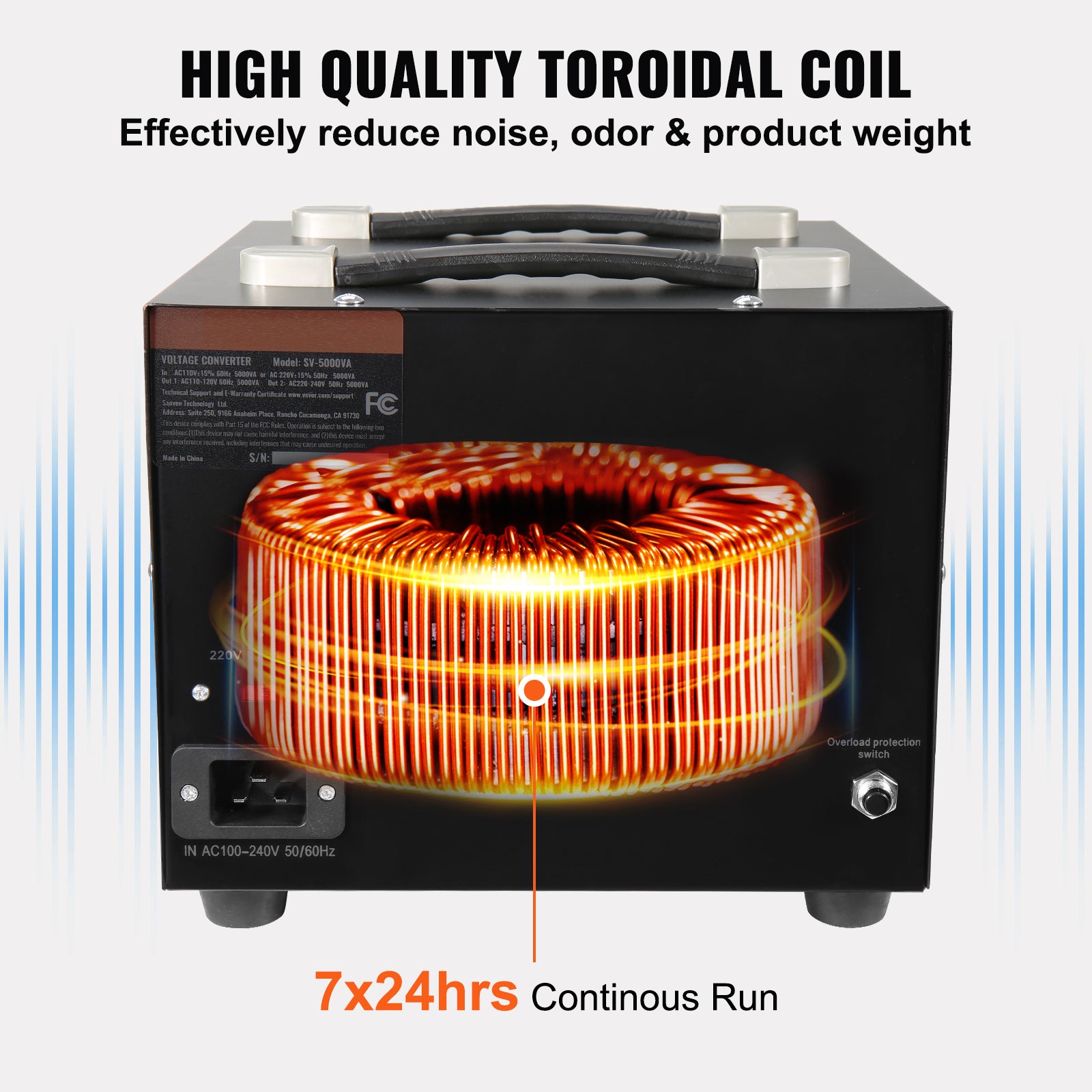 Transformateur convertisseur tension, 5000 W, élévateur/abaisseur robuste, 110 V à 220 V et 220 V à 110 V, prise américaine, prise SucceBuy - 7