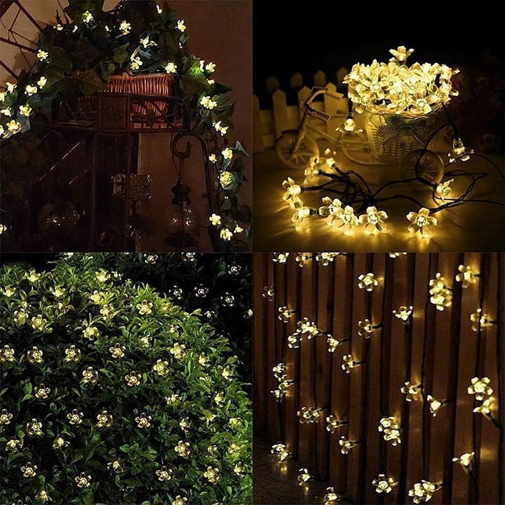 6.5m Blanc Chaud Imperméable Lumières Solaires de Ficelle de Fleur de LED, Guirlandes Lumineuses pour Décorations de Jardin, Décoration - 4