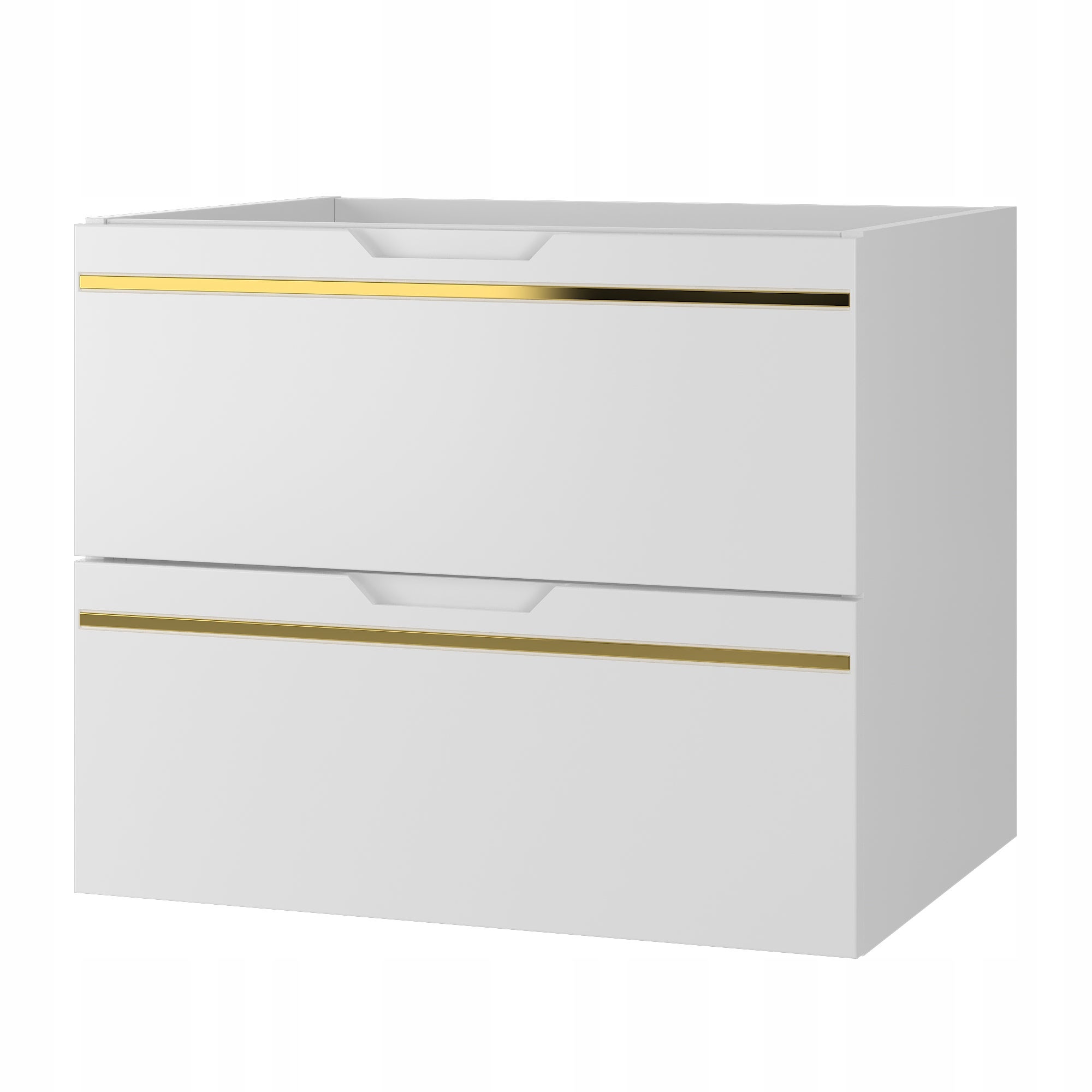 Szafka łazienkowa ESPERO 60 cm biała wisząca złota listwa frezowany uchwyt