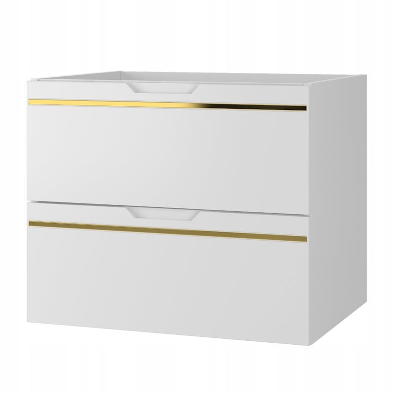 Szafka łazienkowa ESPERO 60 cm biała wisząca złota listwa frezowany uchwyt