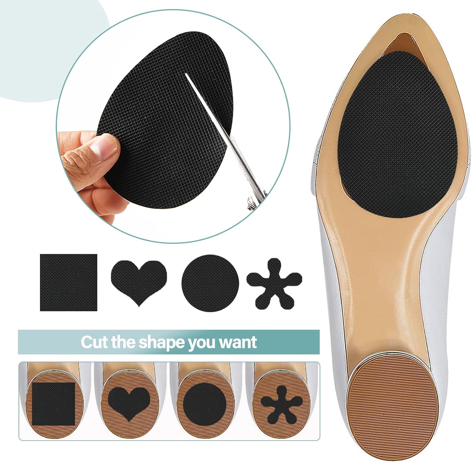 Lot de 4 paires de coussinets antidérapants en silicone pour chaussures de femme et homme (beige, noir) - 4