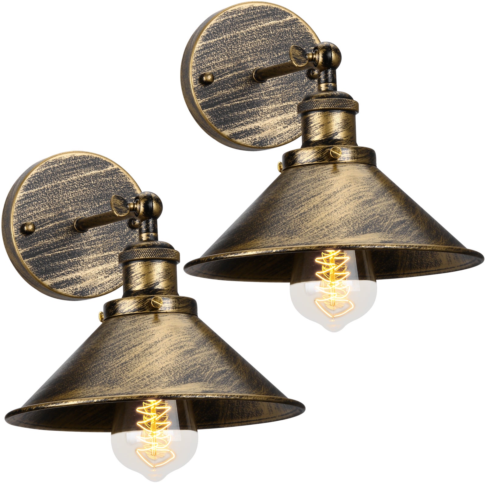 Applique Murale Industrielle Vintage - Lot De 2 - Noir Mat, Douille E27 Max 60W - Pour Salon, Chambre, Couloir - 6