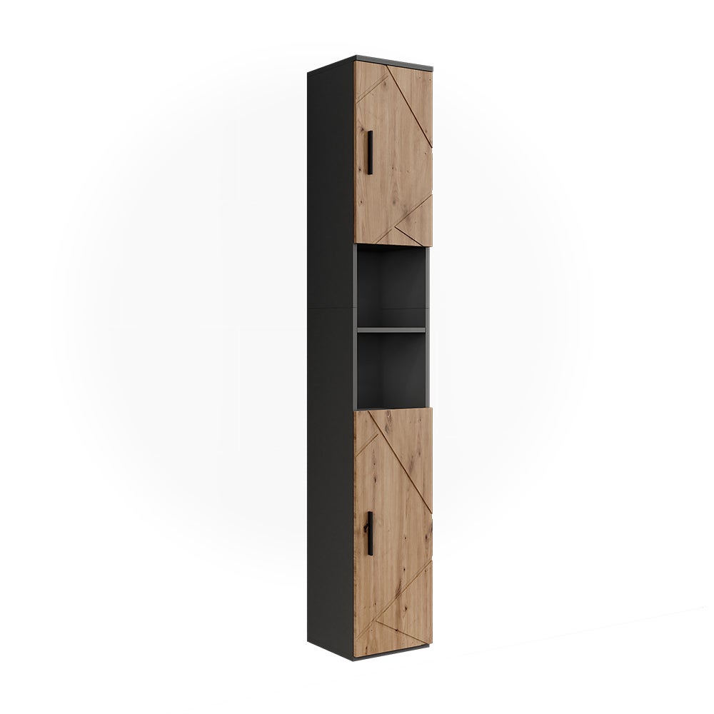 Vicco Wysoka szafka Irma, Antracyt/Dąb goldkraft, 30 x 190 cm z 2 drzwiami