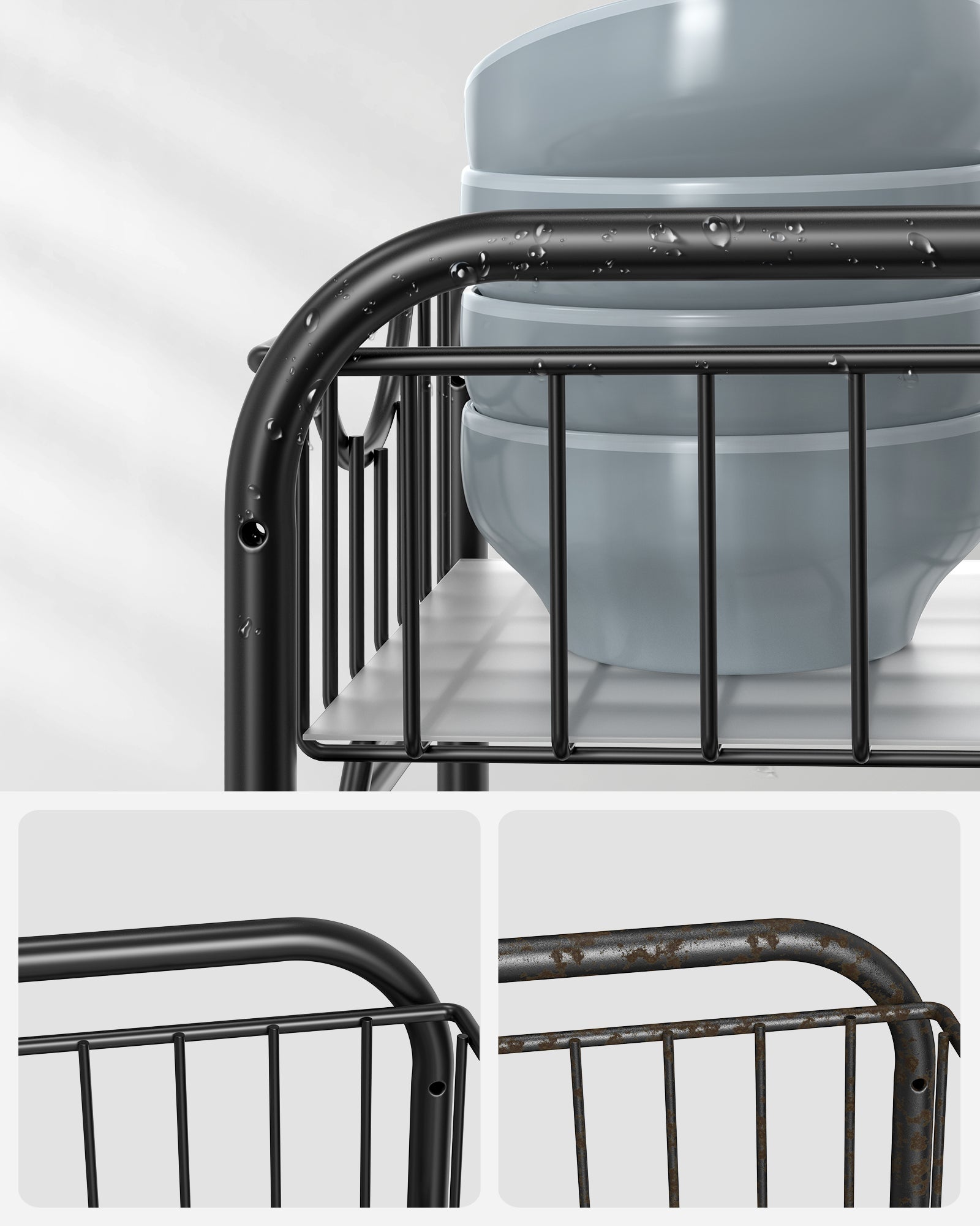 Organizador de cocina, Estantería de 2 Niveles Extraíbles para Armario, Apilable bajo Fregadero, con Cajones, Negro - 3