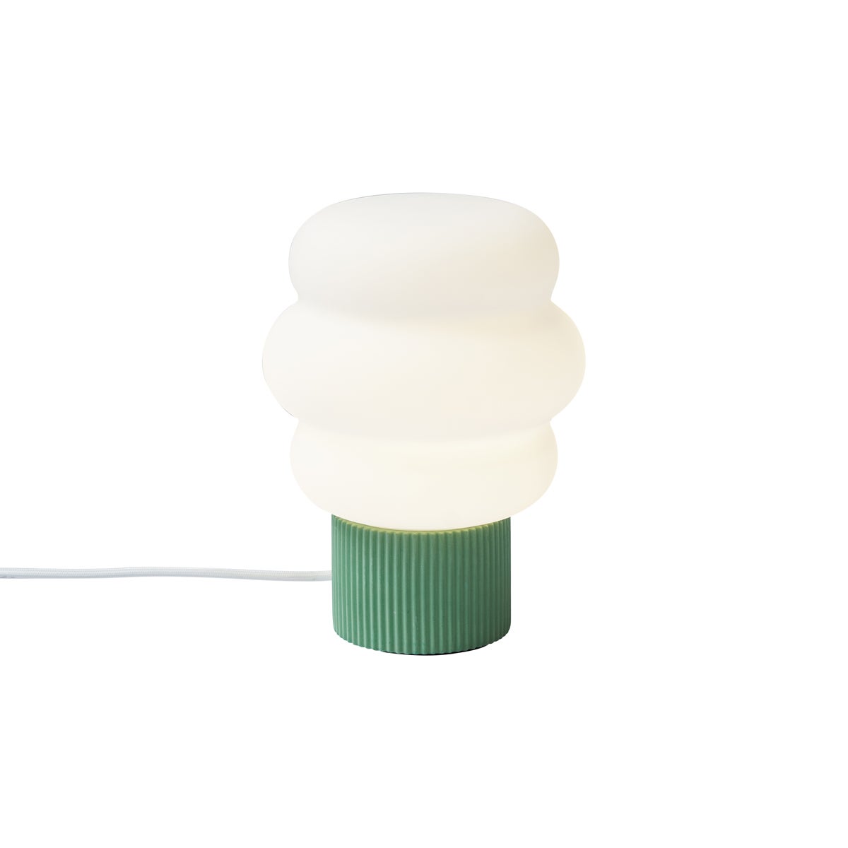 Qazqa japandi lampa stołowa ze szkłem - Kumo - biały, okrągły, max. 15w, e27, 24.5cm, IP20 oświetlenie wewnętrzne
