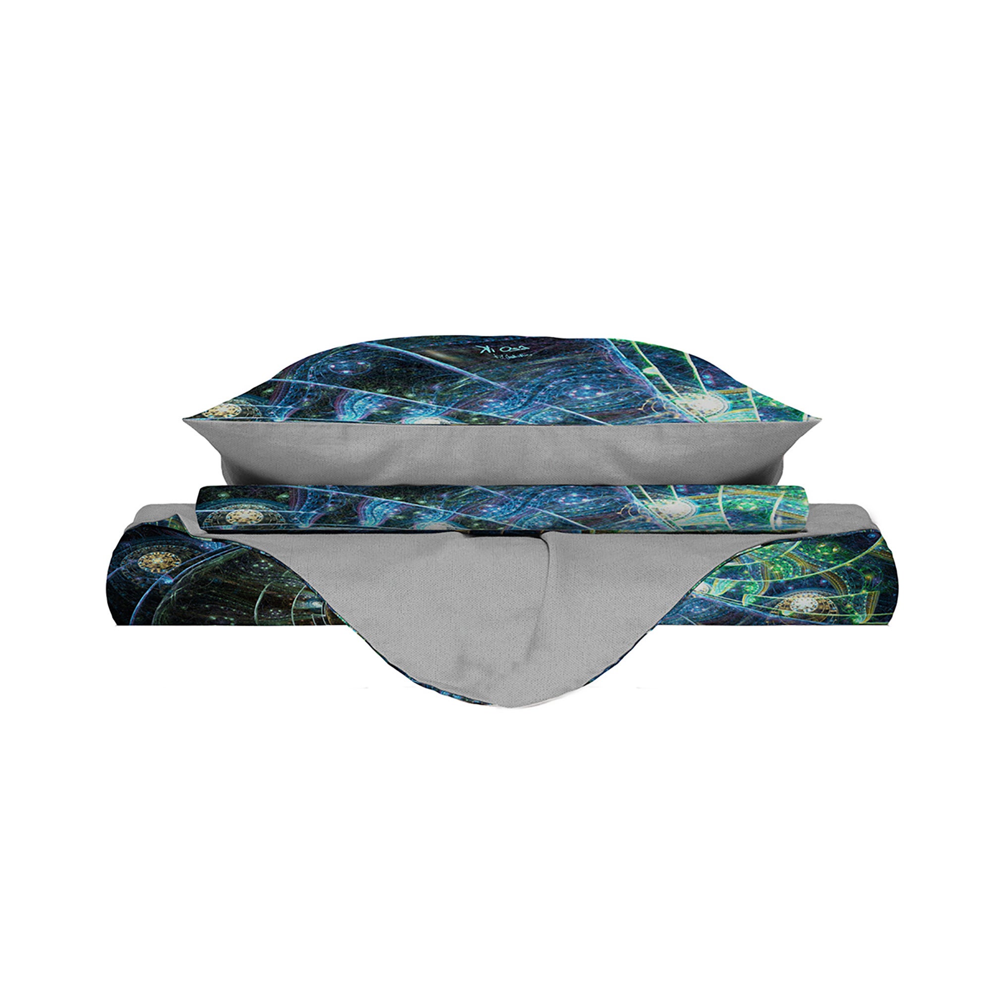 PARURE COPRIPIUMINO STAMPA DIGITALE KI-OSA, MADE IN ITALY, 100% COTONE, MATRIMONIALE, KIO 636 - 2