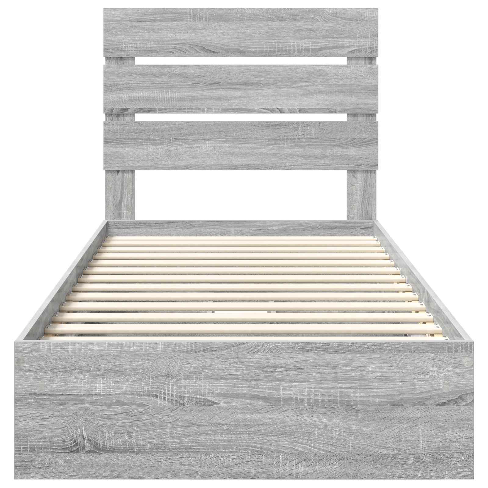 Lit de rangement gris 70 x 190 cm, panneau de bois - 8