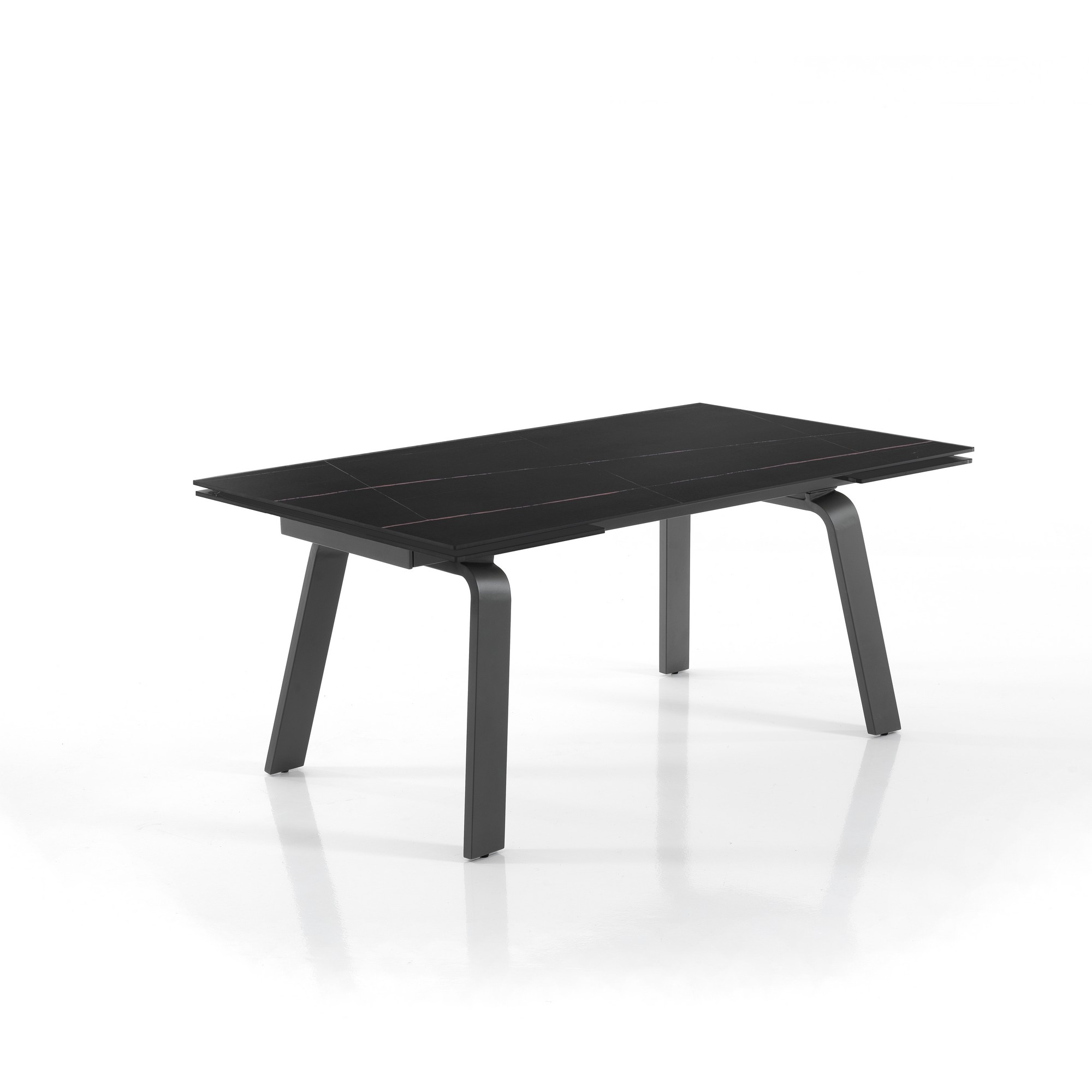 Stół rozkładany DEEM 3 – stal matowa szara, ceramika z czarnego marmuru, wys. 76,5 cm, szer. 160/200/240 cm, 6/10 miejsc, do jadalni