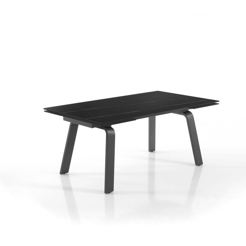 Stół rozkładany DEEM 3 – stal matowa szara, ceramika z czarnego marmuru, wys. 76,5 cm, szer. 160/200/240 cm, 6/10 miejsc, do jadalni