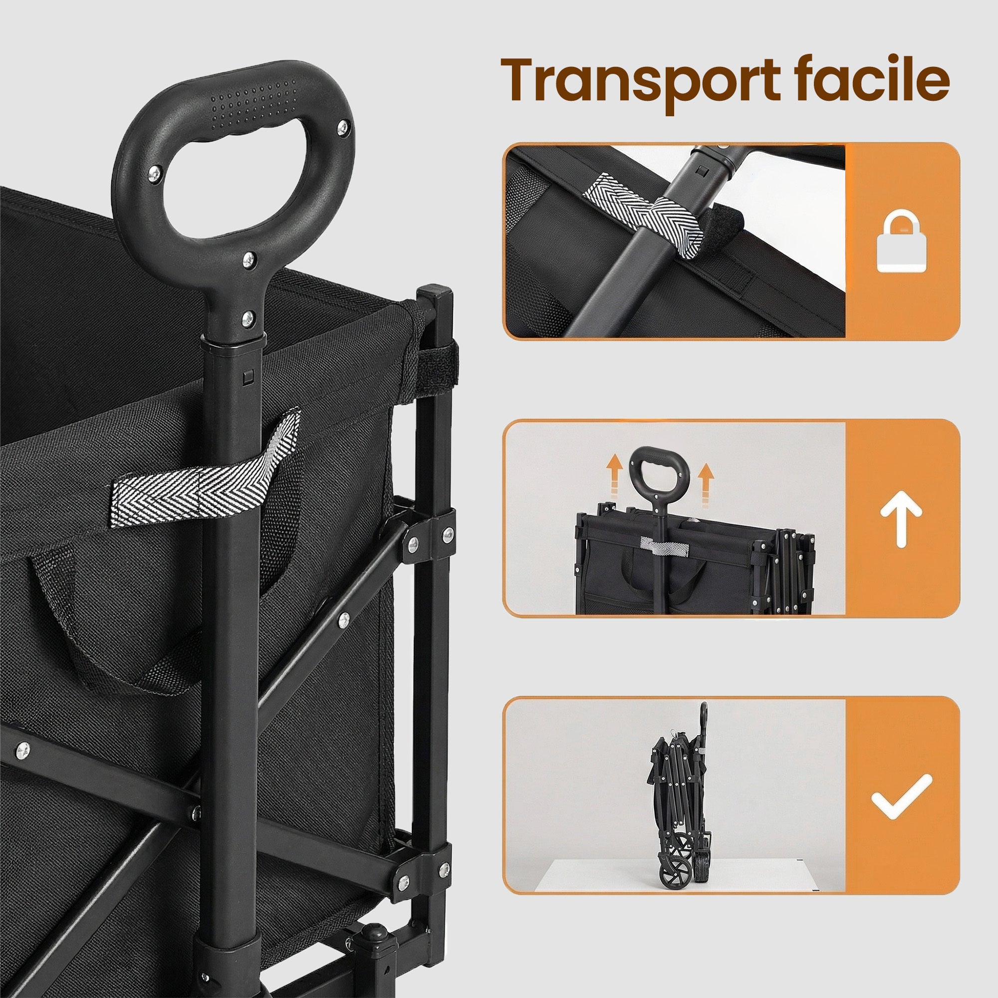Chariot Pliable, 4 Roues Renforcées, Chariot de Jardin, Grande Capacité 150L, Extérieur, Noir - 4