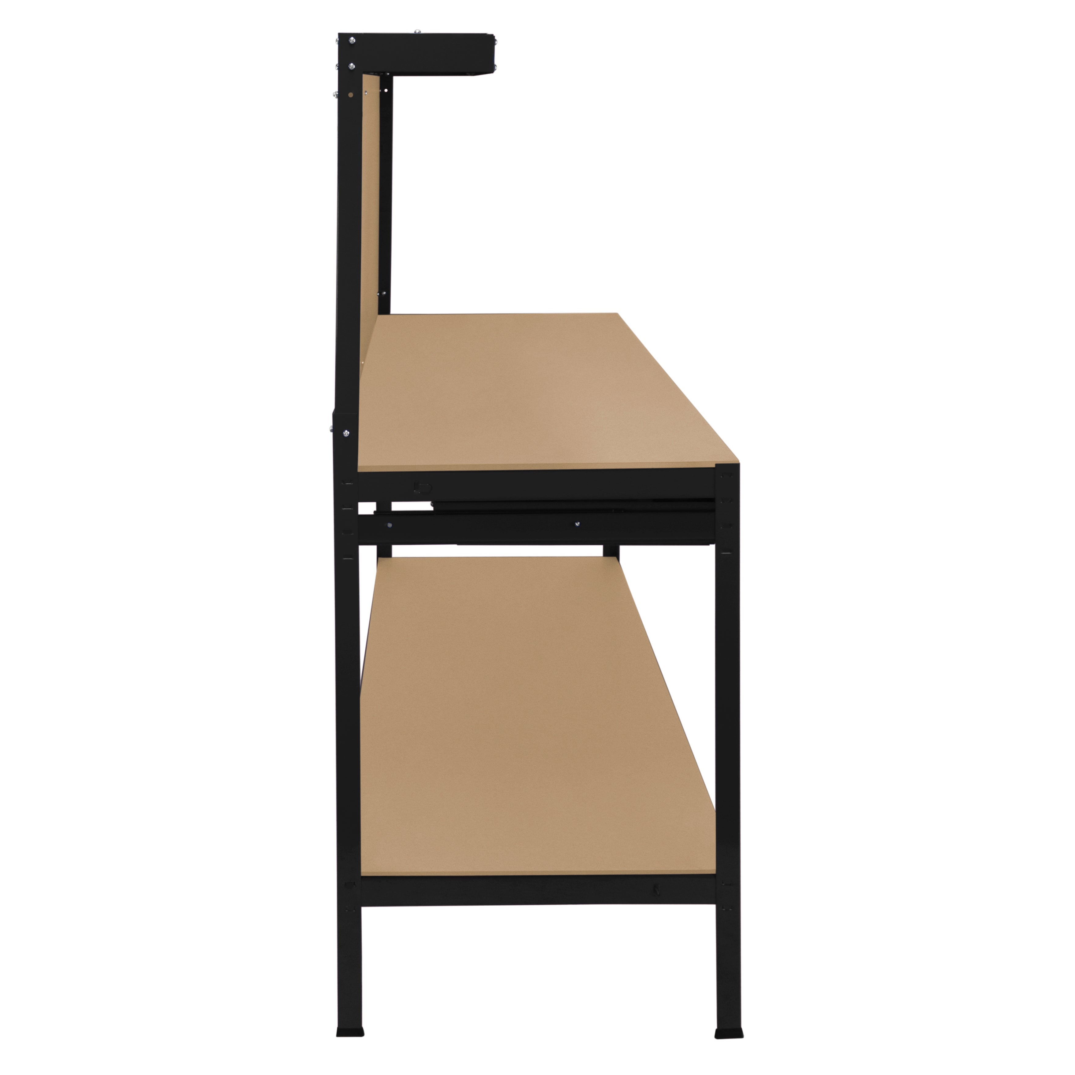 Établi de Travail en Acier Noir avec Tiroirs & Panneau Perforé 120 x 60 cm Capacité de 370 kg LED Intégré Bricolage - 6