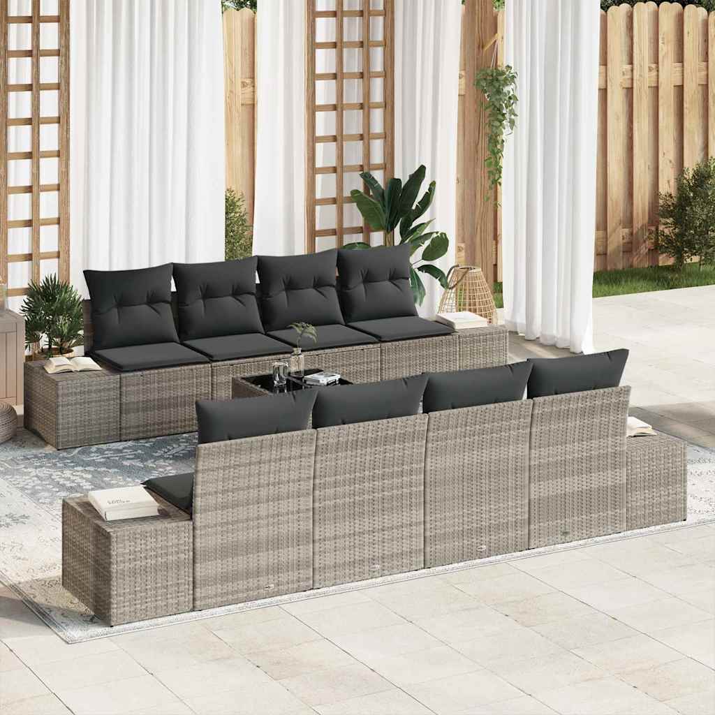 Maison exclusive - conjunto de sofá de jardín 8 pcs gris claro y gris oscuro
