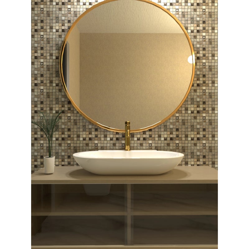 Mozaika z siatki kamiennej w kolorze beżowym i brązowym, z dużymi płytkami do łazienek i kuchni. Grubość 8 mm. 1 m².