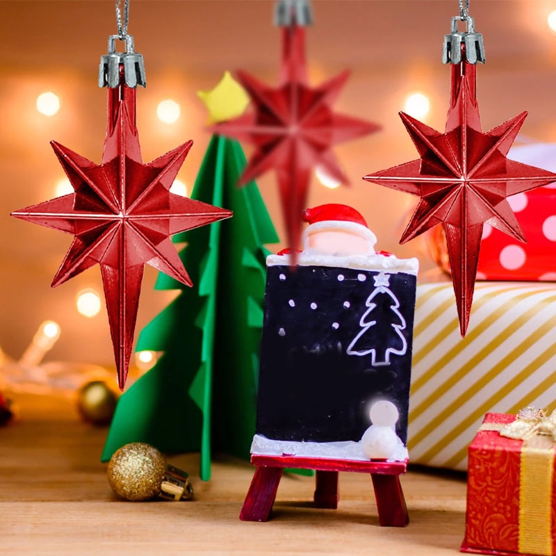 12 decorazioni natalizie galvanizzate da 8 cm - Stella a 8 punte per albero e location - 4