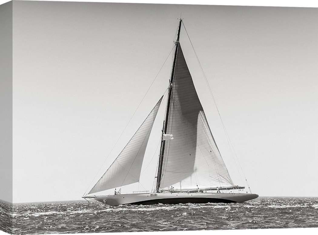 Tableau Impression Sur Toile 70x50cm - Motif Yacht Voilier Soleil - Décoration Murale Moderne