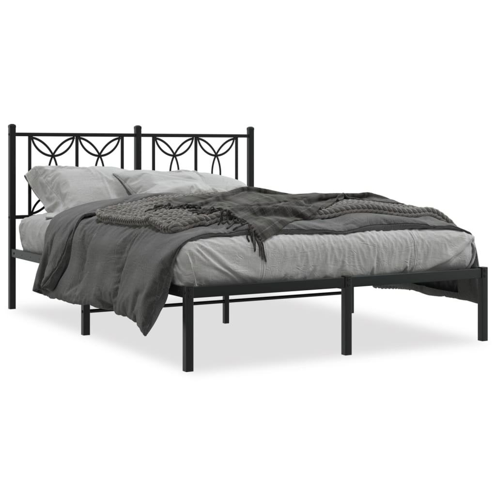 Łóżko Metalowe Czarne Rama Łóżka Ze Stelażem Do Sypialni Pokoju 135x190 cm