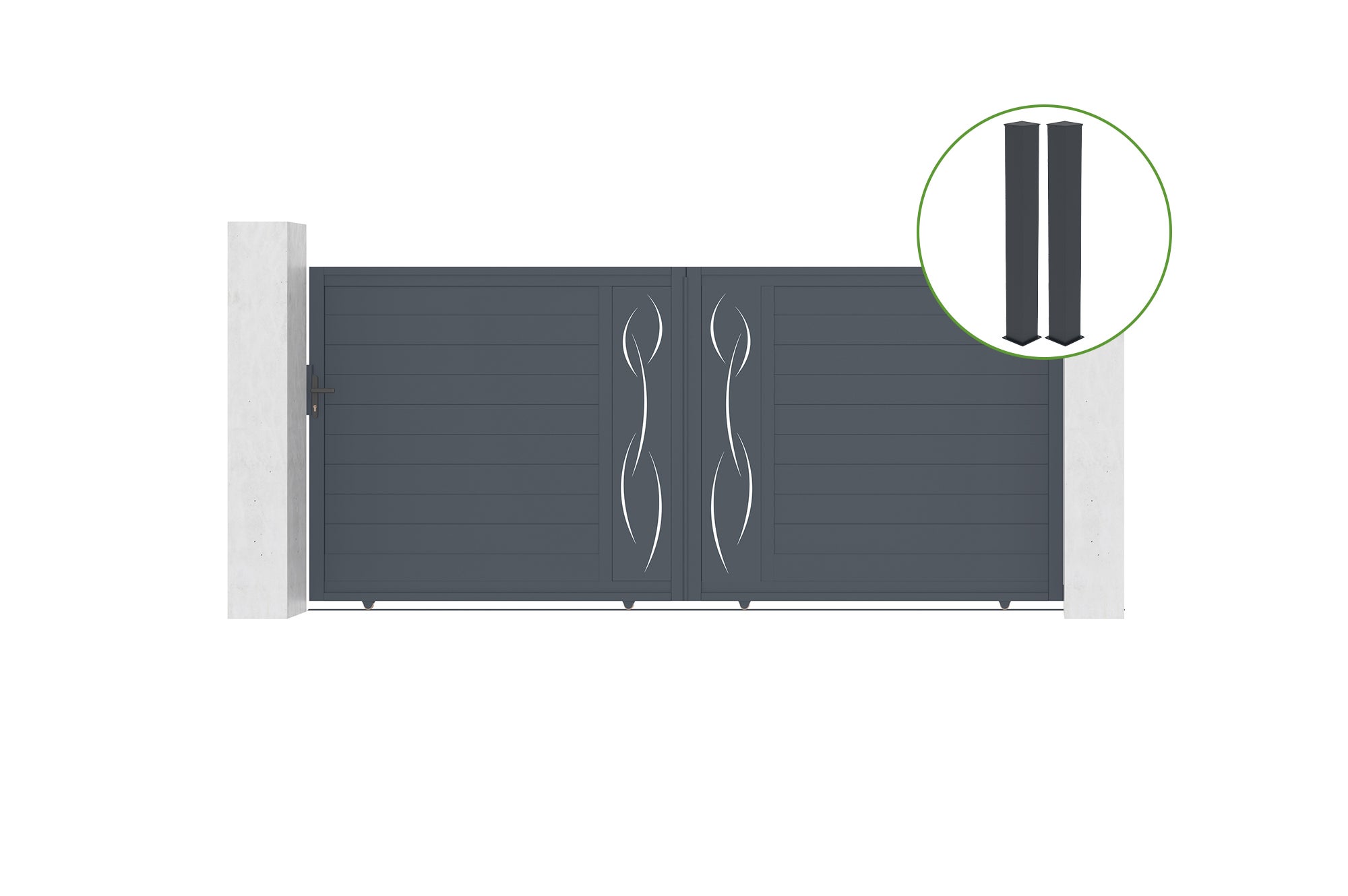 Brama przesuwna 4m SUNNY wys. 180cm aluminium szare + 2 słupki 20x20cm wys. 190c
