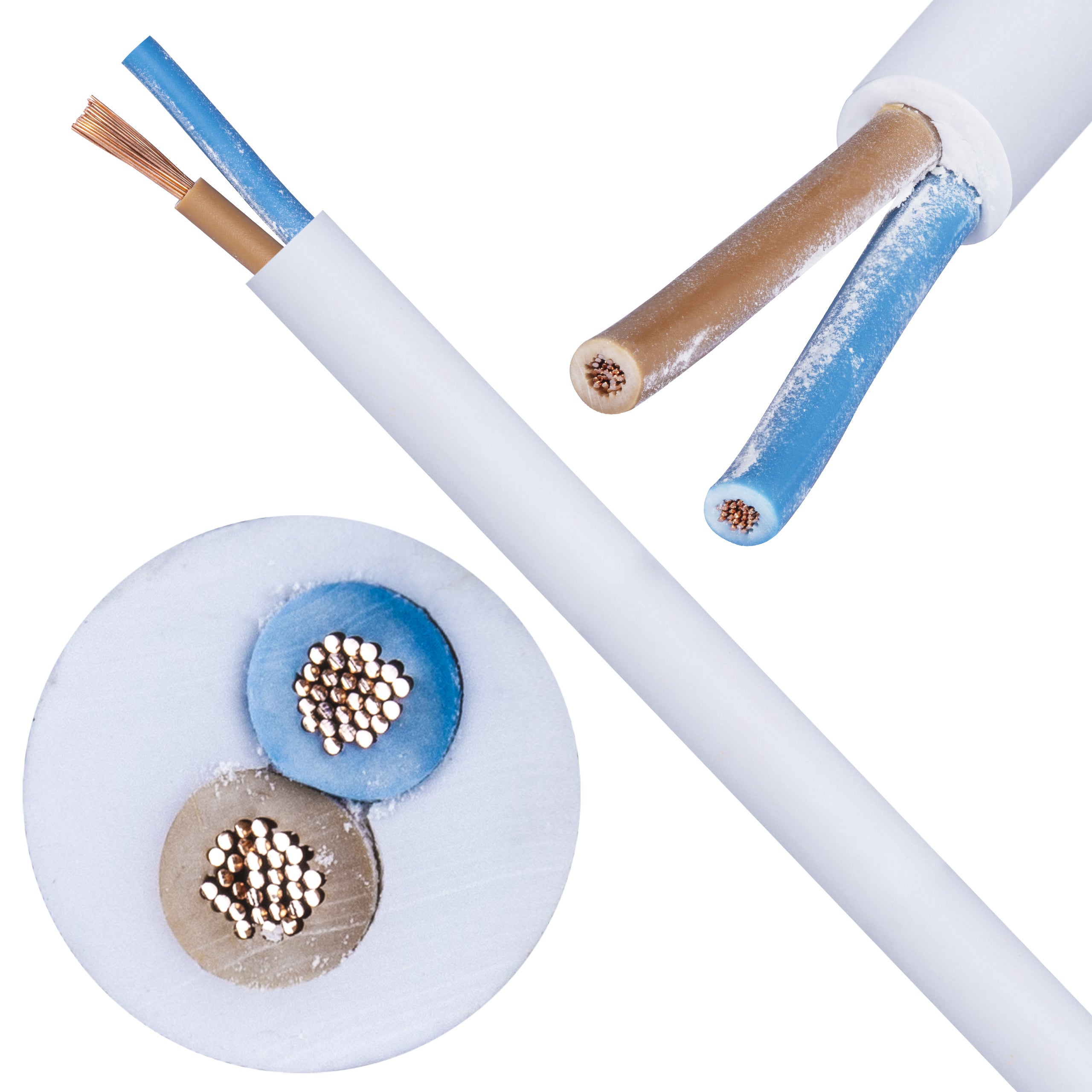 Przewód kabel prądowy giętki linka OMY 2x1 mm2 miedziany biały 100m