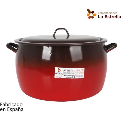 Olla abombada acero esmaltado con tapa 34cm 20l colección fuego | la estrella