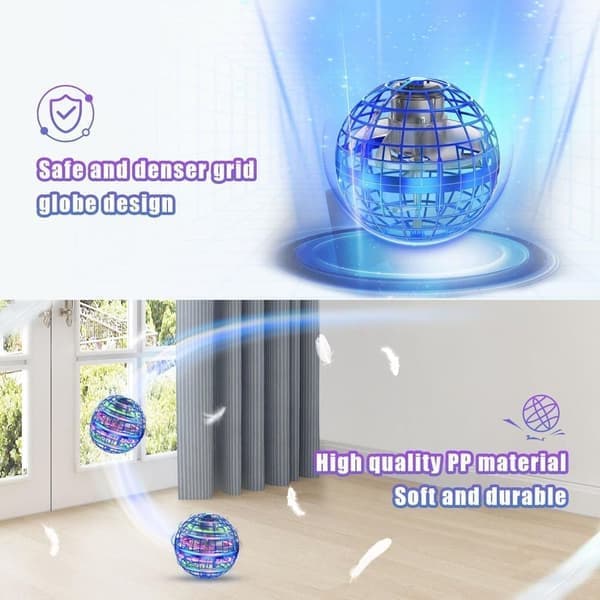 Magic Flying Ball – Controllata manualmente, sospesa e rotante, con illuminazione RGB e rotazione a 360°, giocattolo volante, regalo per bambini, blu. - 5