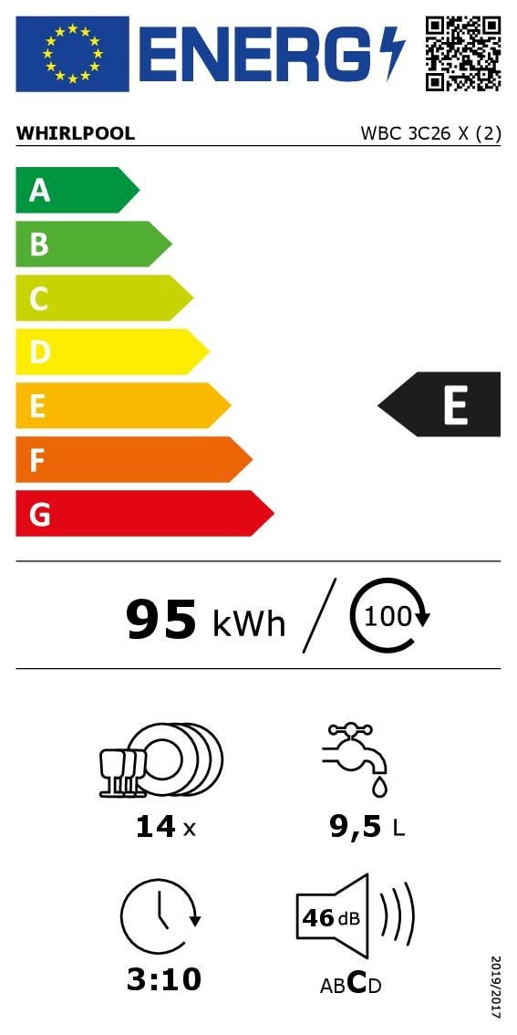 Whirlpool WBC3C26X Semi intégré 14places A++ Acier inoxydable lave-vaisselle - lave-vaisselles (Semi intégré, A, A++, Grande taille, Acier inoxydable - 7