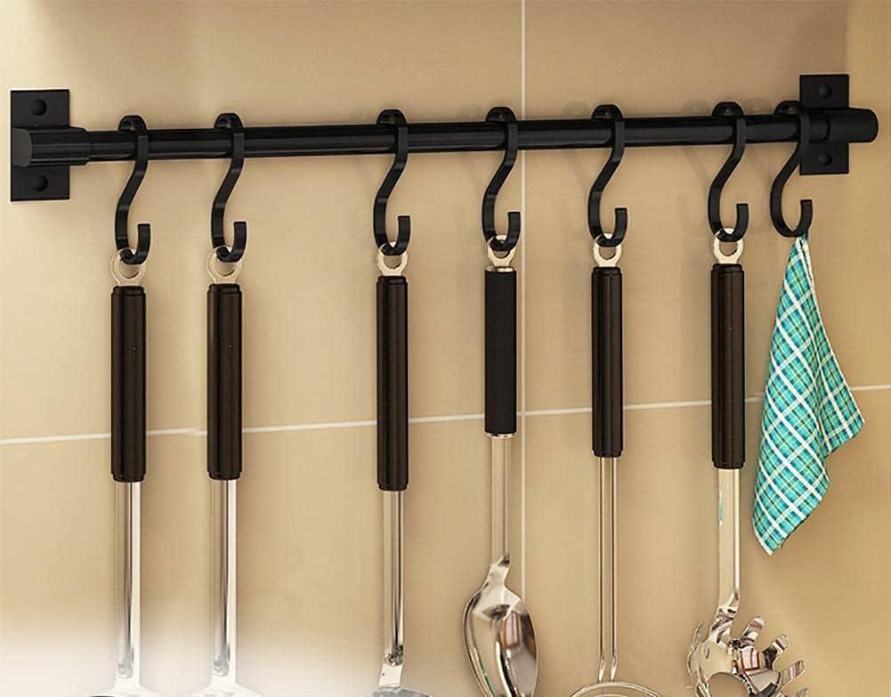 Adhesivo fuerte sin rastro, gancho de pared detrás de la puerta, perchero, gancho de pared para cocina y baño (negro, con 6 ganchos) - 5